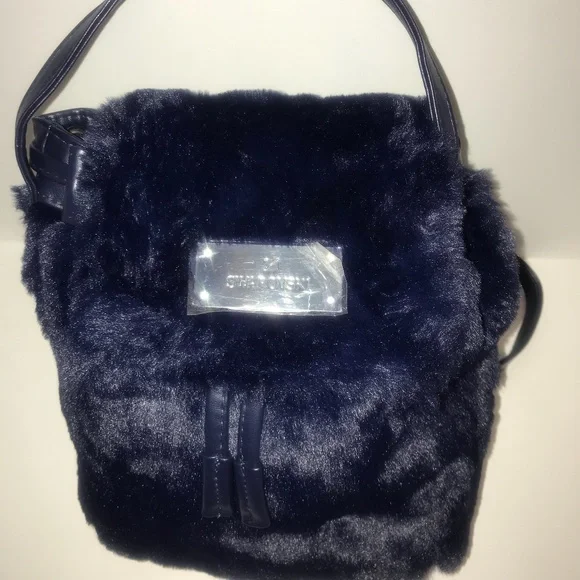 Swarovski リュック Bags | Swarovski Crystal Navy Blue Faux Fur Backpack Nwot